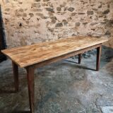 Antique French country dining table – Oak base and pine top, circa 1900
