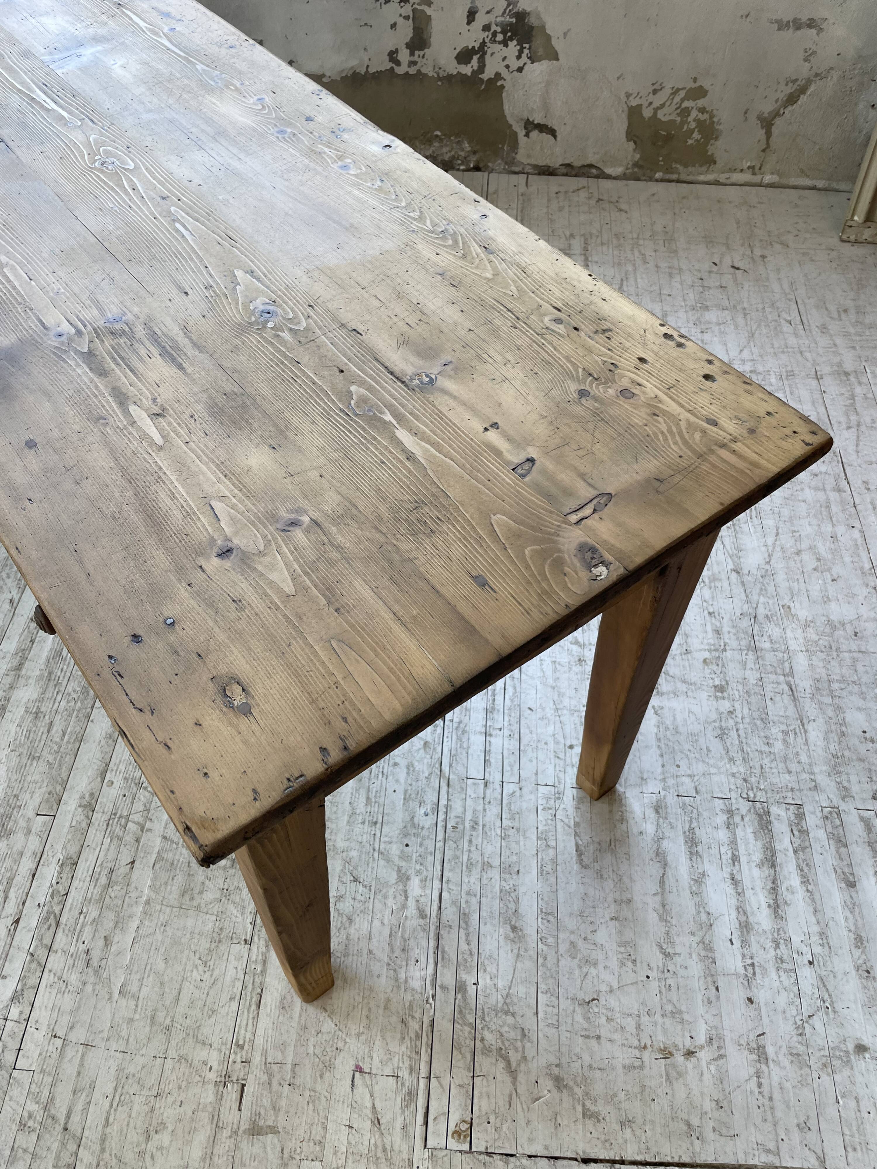 Farmhouse table pine multi-drawers