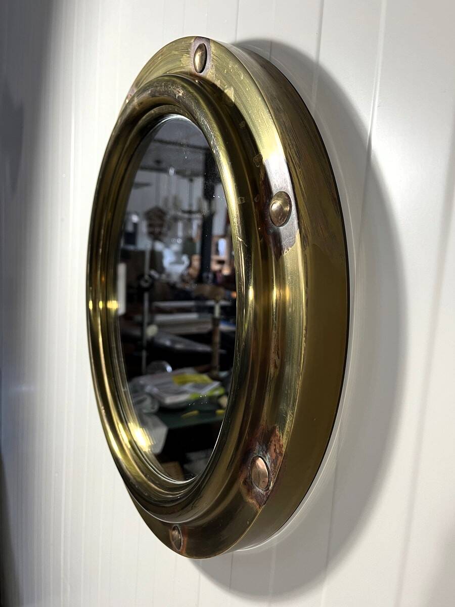 Brass porthole wall mirror Deutsche Werkstätten 1950’s