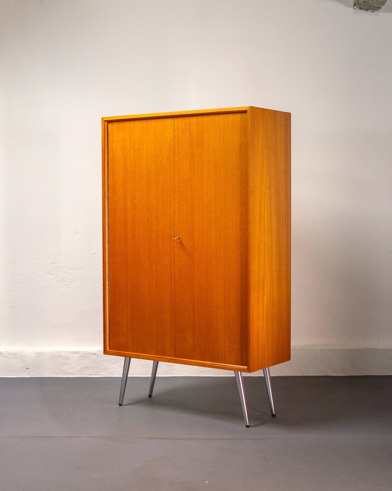 Mid Century Teak and Steel Wardrobe by Franz Meyer Möbel, 1960's, Germany