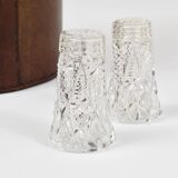 French Art Nouveau salt and pepper shakers, faceted crystal glass from the 1920s.
