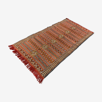Vintage Moroccan Vegan Silk/Wool Berber Kilim 200x106 cm Kelim Rug