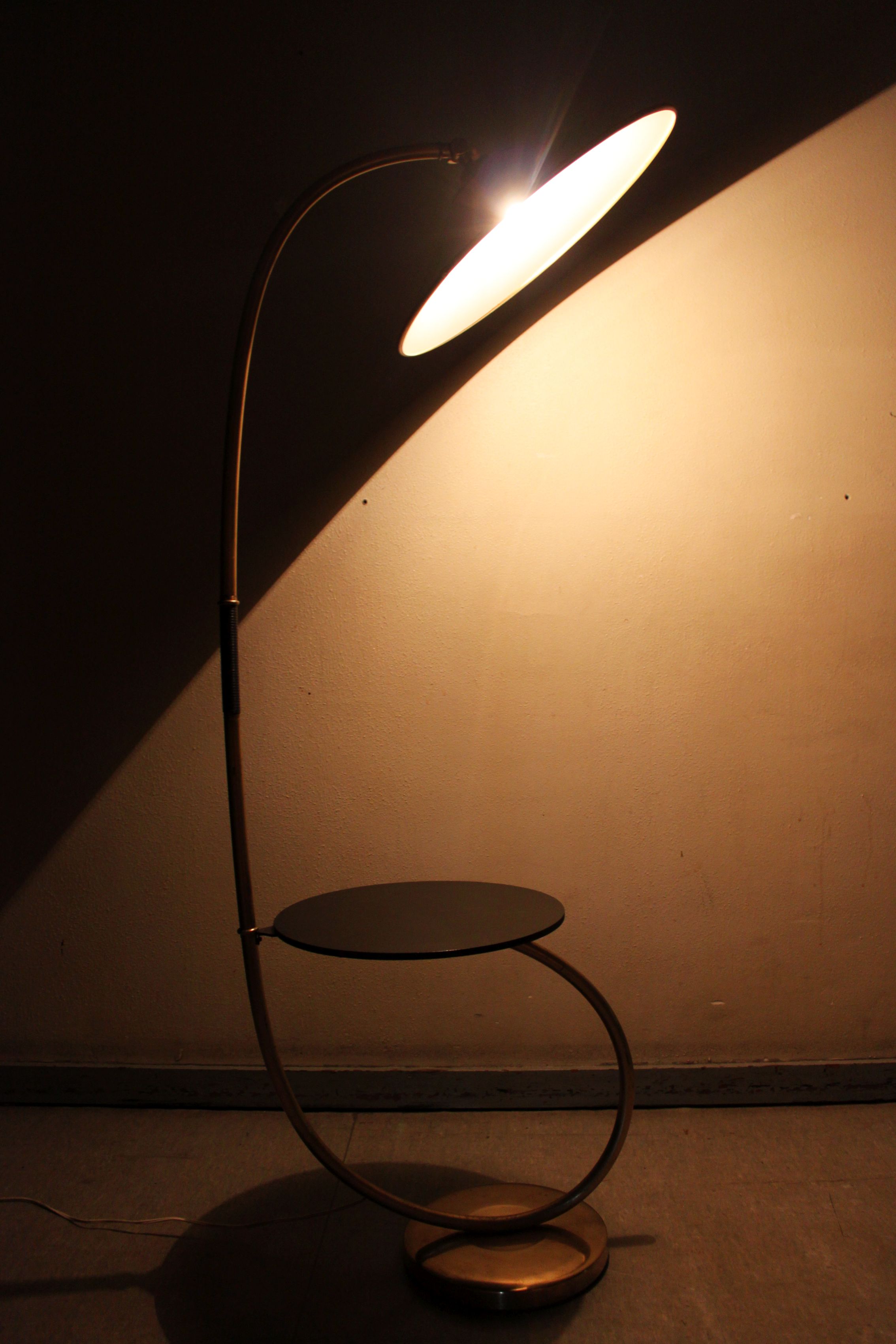 Floor lamp with shelf by Kaiser, Germany, 60's.