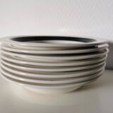 Set of 4 Gien soup plates with black graphic pattern