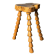 Midcentury brutalist artisanal wood turned handmade tripod stool, ca 1960s
