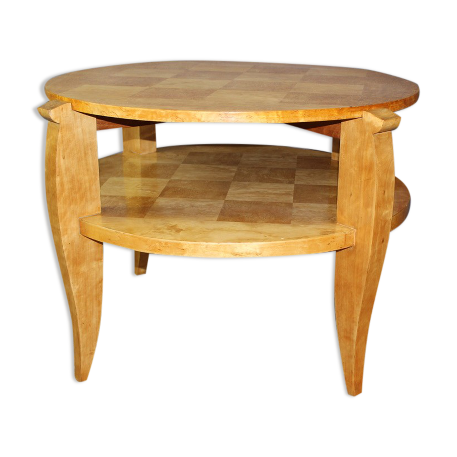 Art Deco Period Pedestal Table in Birch From Norway to Two Trays Around 1930
