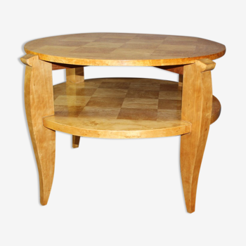 Art Deco Period Pedestal Table in Birch From Norway to Two Trays Around 1930