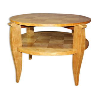 Art Deco Period Pedestal Table in Birch From Norway to Two Trays Around 1930