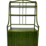 Buffet en rotin vert et hêtre, années 1970