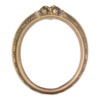 Oval photo frames in gilded wood with decoration, late 19th century