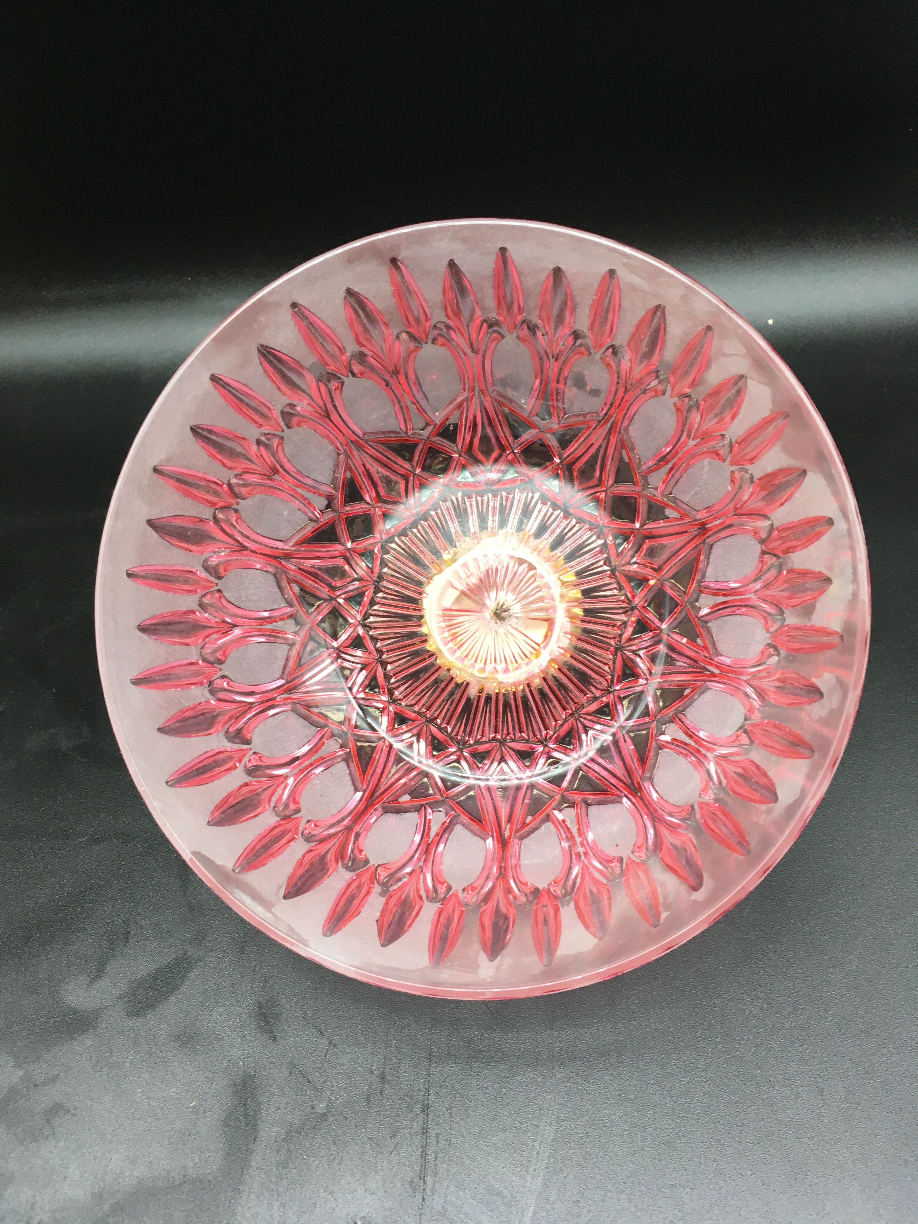 Vintage bedside with grapevines and chiseled crystal