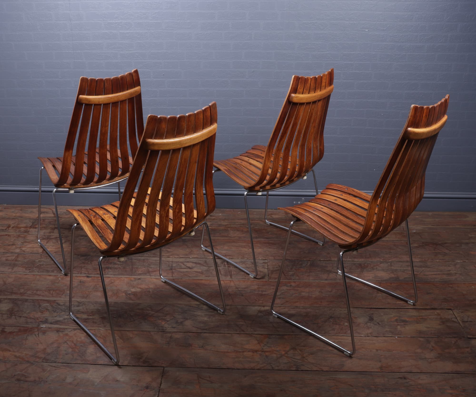 Set of 4 mid century dining chairs by Hans Brattrud for Hove Mobler