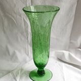 Apple green bubble glass vase signed biot