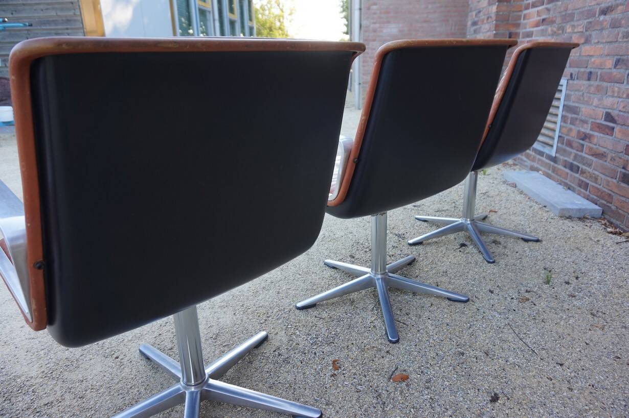 Cognac leather armchair by Delta 2000 for Wilkhahn, Germany, 1960s