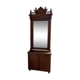 Mirror and low walnut cabinet