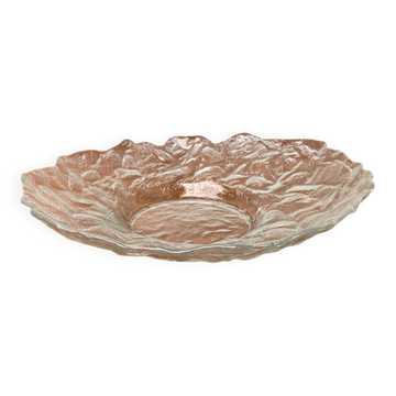 Grand bol en verre givré vintage, années 1970