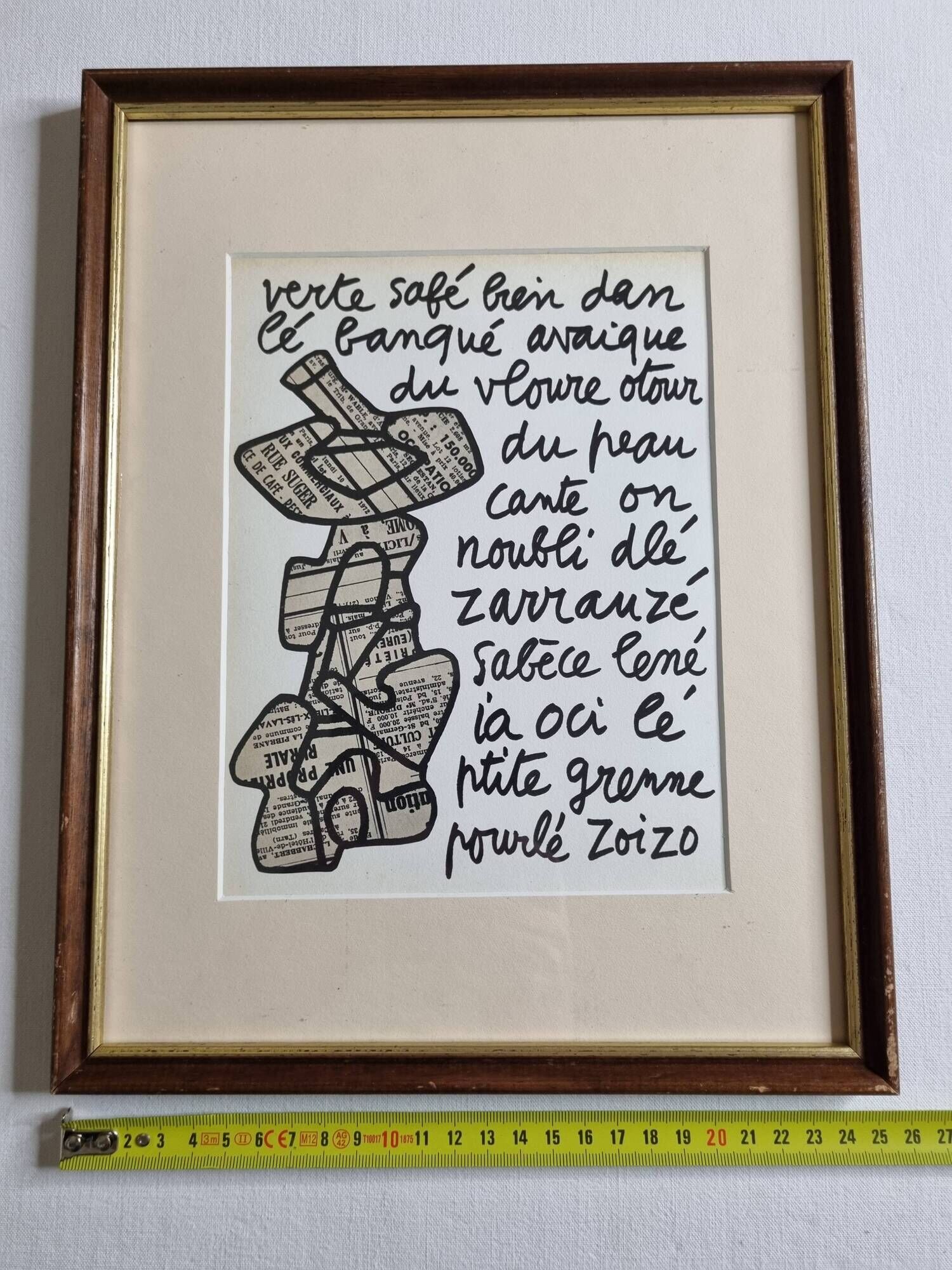 Screenprint after Jean Dubuffet framed under glass 26 cm by 32 cm
