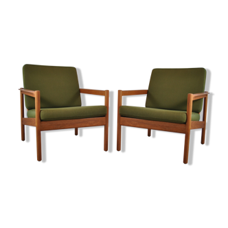 Danish armchairs pair of Kai Kristiansen by Magnus Olesen for Domus Danica year 60.