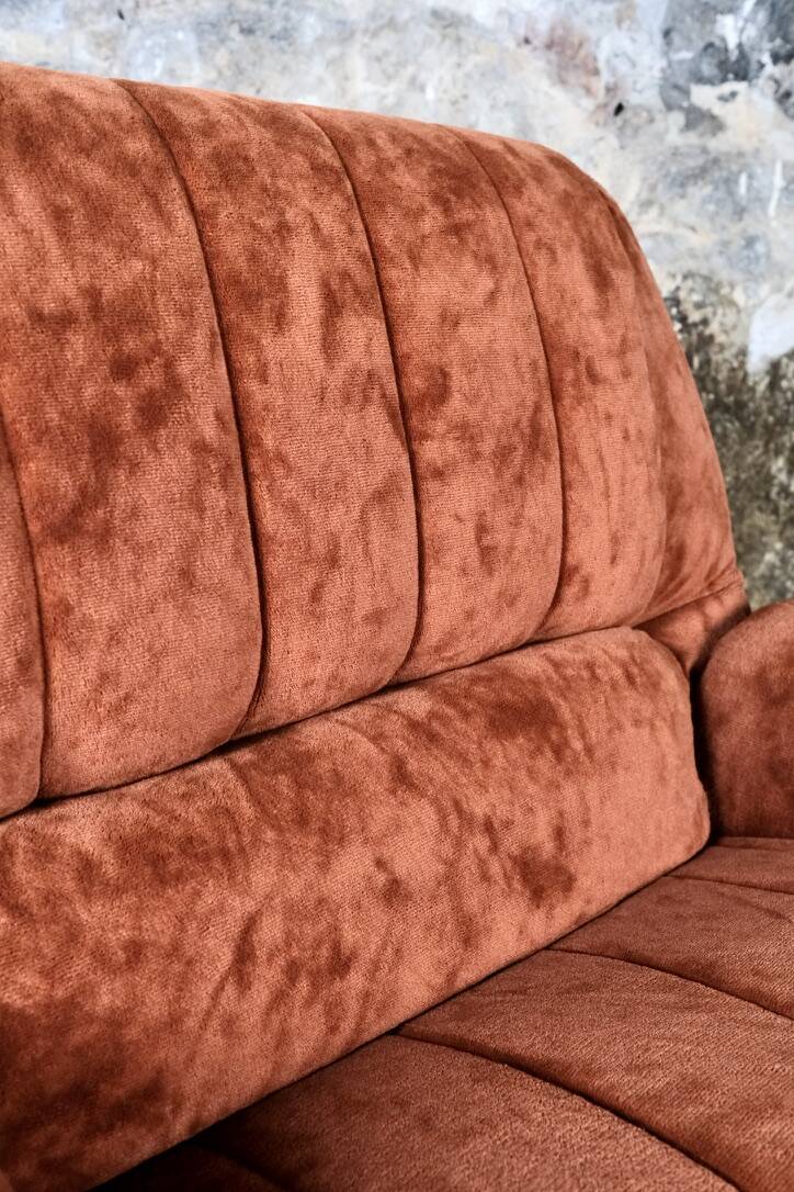 Pair of squirrel velvet armchairs, France, 1970s