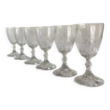6 large antique engraved glasses for wine or water