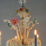 Multi-Colored Murano Glass Venetian Chandelier, Six Light Arms, Circa 1900