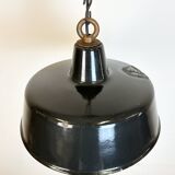 Black enamel industrial pendant lamp, 1950s