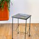End table / selette in ceramic, black iron and yellow scoubidou, Psyché, 1960