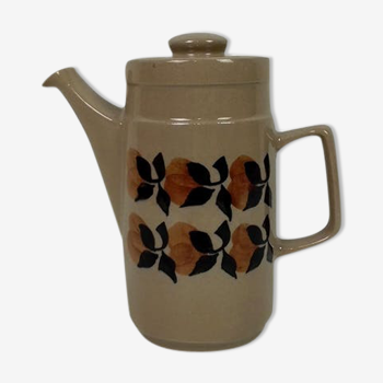 Ceramic brown coffee maker deco flowers