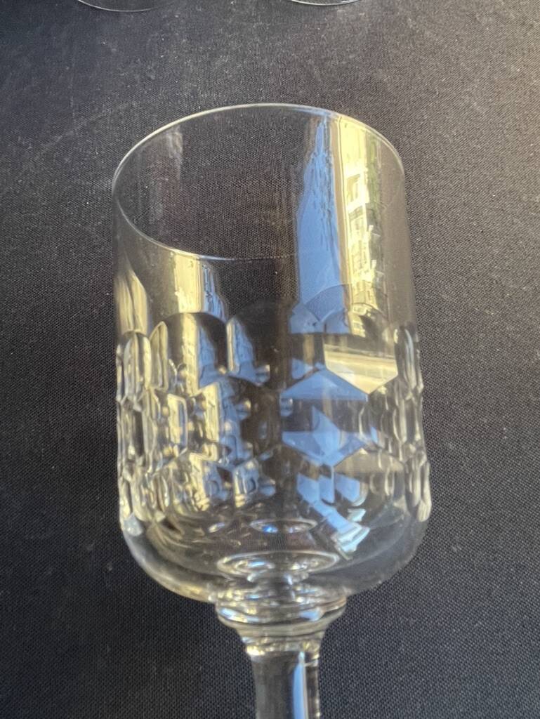 5 Blown and cut crystal water glasses – Art Nouveau