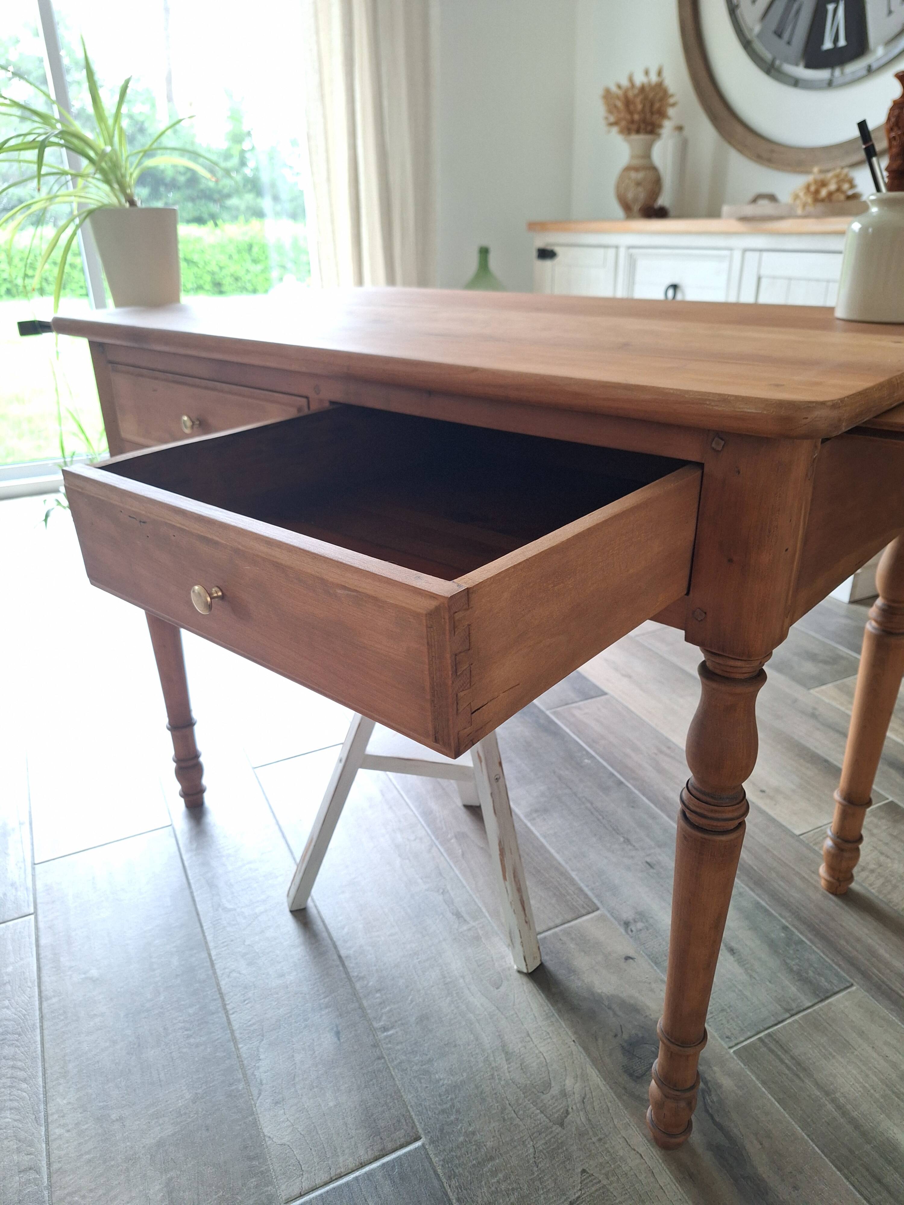 Vintage solid wood desk with extensions.
