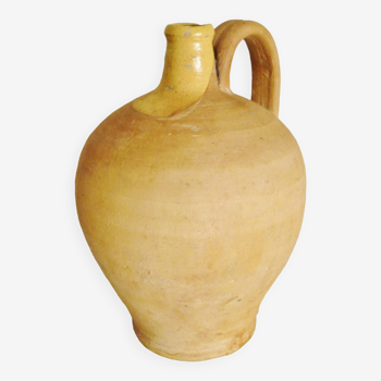 Jug, old dip, yellow glazed terracotta, south of France