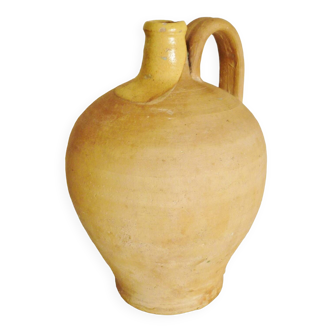 Jug, old dip, yellow glazed terracotta, south of France