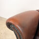 Vintage rustic dark brown leather chesterfield wingback armchair wassenaar