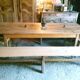 Pair of benches in oak and cherry 250x29x45