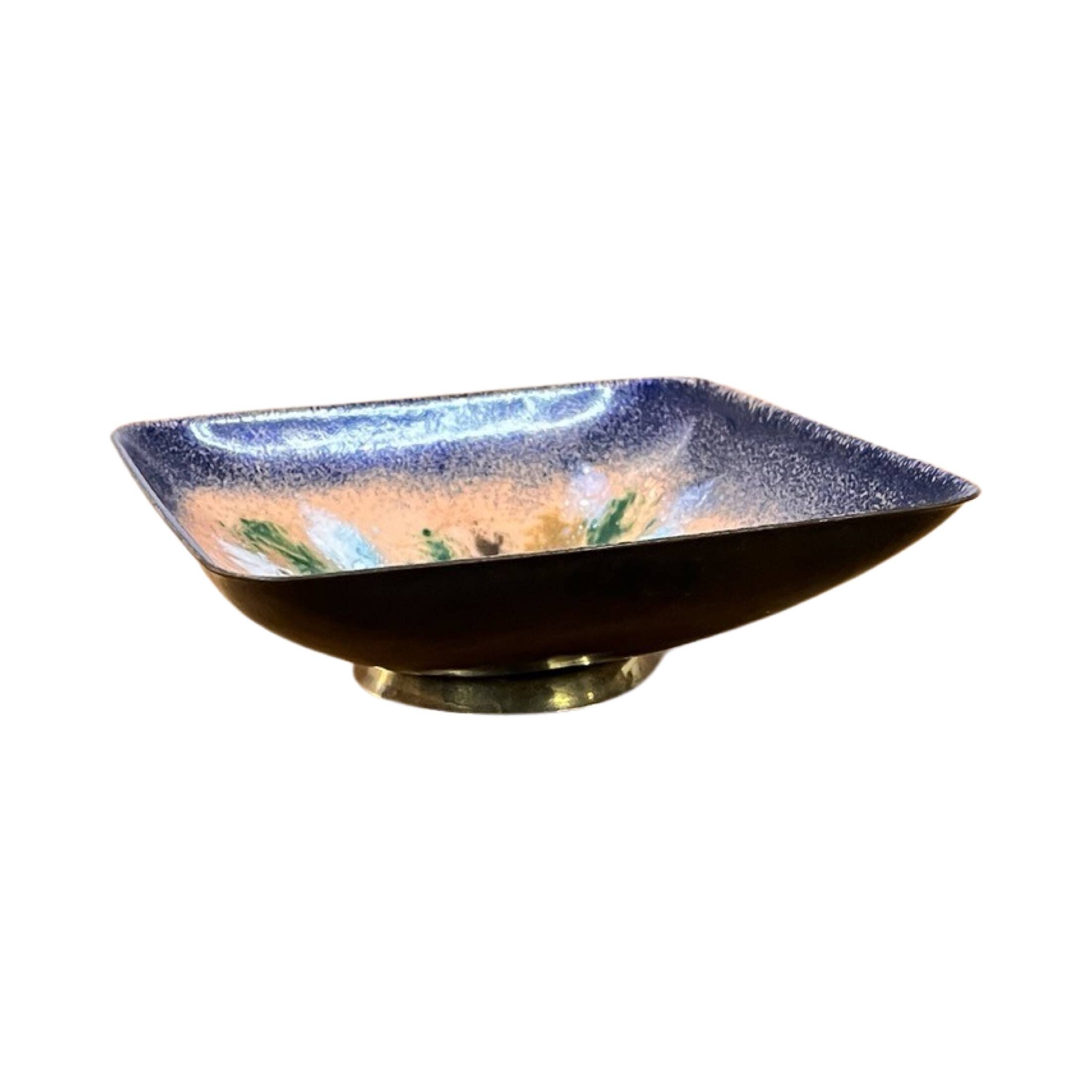 Enameled copper bowl plate, Germany, 1960s.