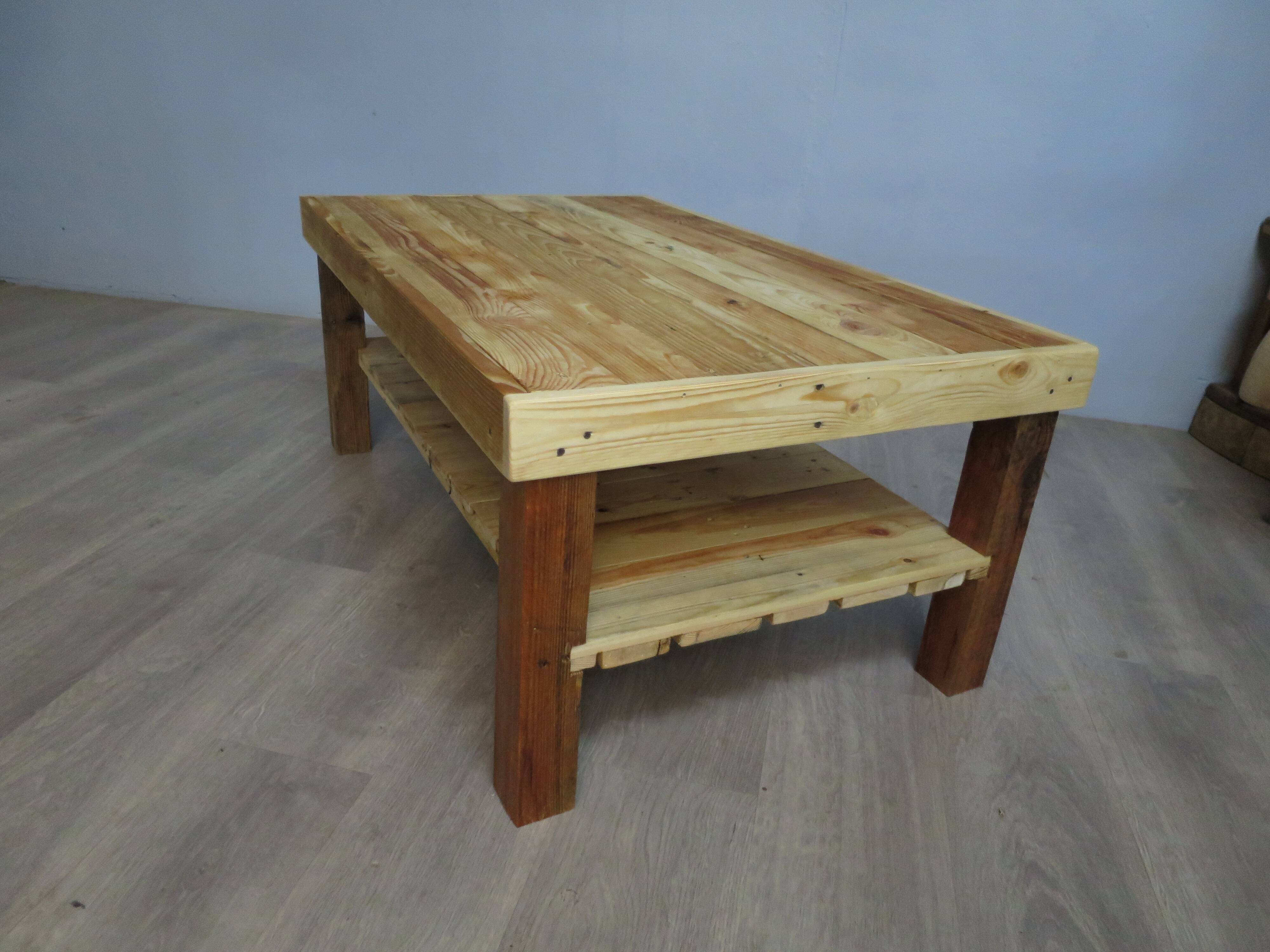 Rectangular raw wood coffee table