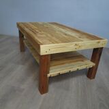 Rectangular raw wood coffee table