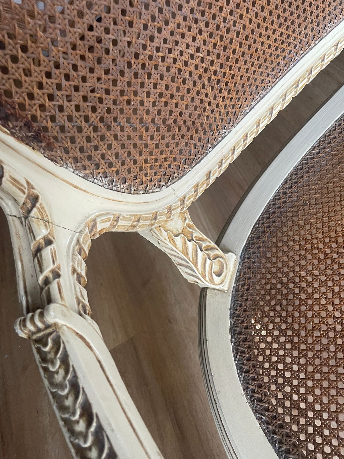 Caned bench in the Louis XVI style