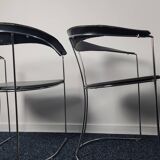 Set of 4 vintage Ursula chairs in black leather, Italian, from Arrben 1980