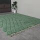 Traditional handwoven Berber rug in green, size 1.5/3.5 m.
