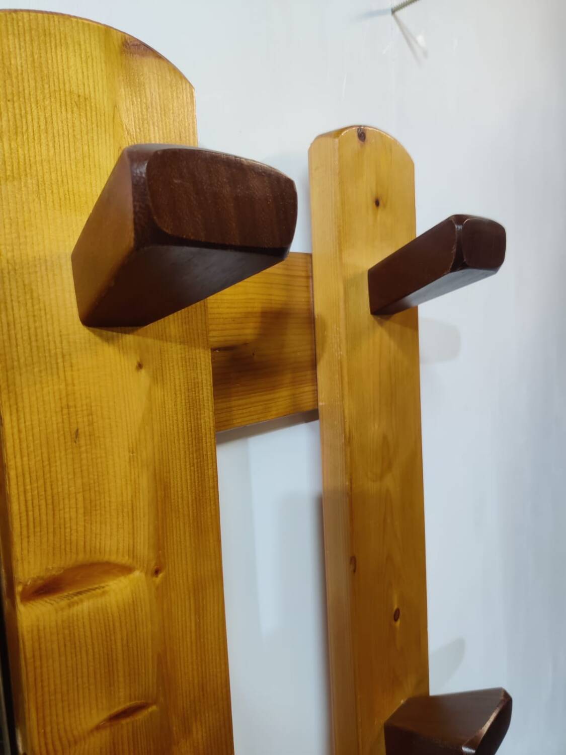 Vintage pine wall coat rack