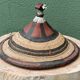 Lot of 3 straw and leather hats, Fulani people, Mali