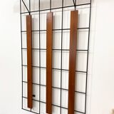 Metal and wood wall coat rack, 1950s-60s.