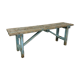 Light blue painted wooden farmhouse bench