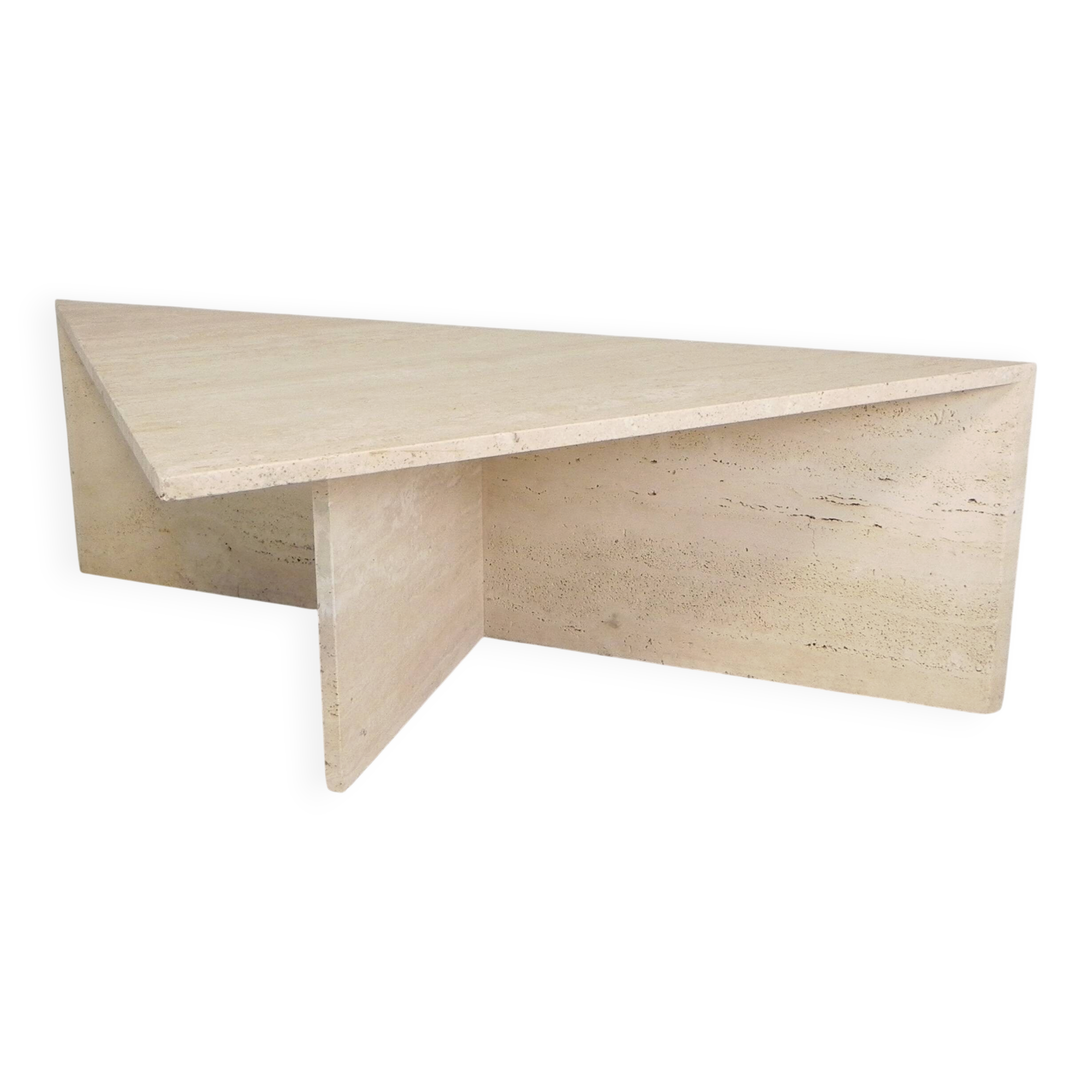 Mid-Century travertine coffee table with a triangular top, 1970s.