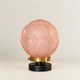 Penelope — Art Deco table lamp in sculpted pink glass, black brass base.
