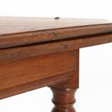 Antique French octangular folding table in solid oak, ca. 1850