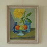 Still life: Fruits and yellow flower (attributed to Schultzer)