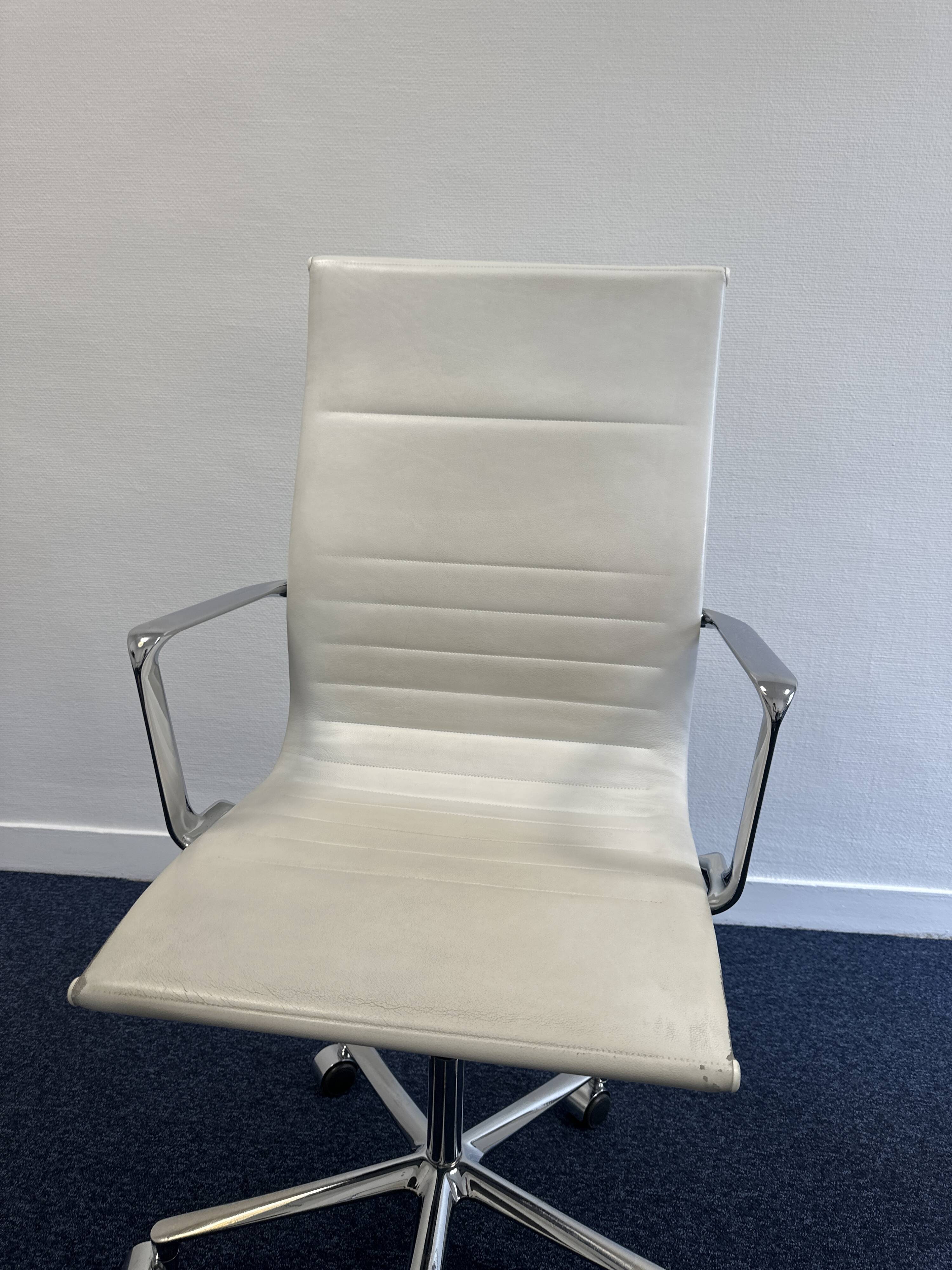 Vintage white leather ICF armchair