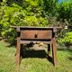 Antique Spanish side table pine rustic pay table with drawer